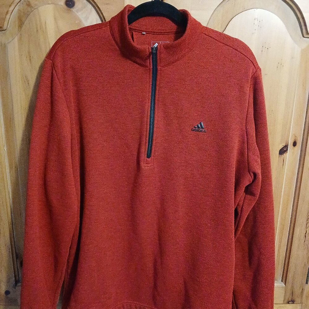 Adidas Golf Men's Large Red 1/4 Zip Performance Stretch Long Sleeve Pullover EUC